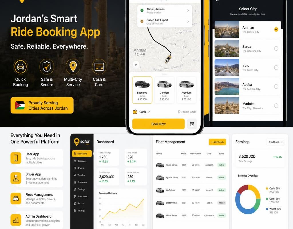 White Label Taxi Booking Mobile App in Jordan