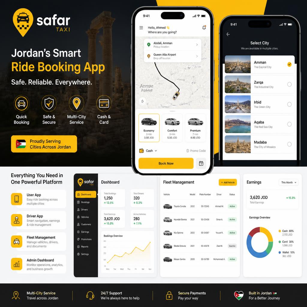 White Label Taxi Booking Mobile App in Jordan